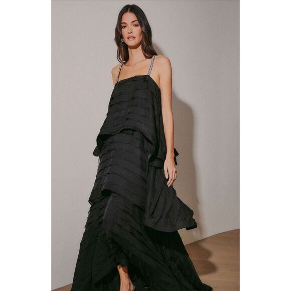 Elliatt Eira Black Layered Evening Maxi Dress Black cocktail Event size S NWT - Picture 3 of 7